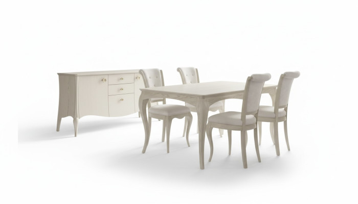 Dining Room Set White Dining Table 4x Chairs Sideboard Elegant Design New 6-piece.
