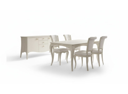 Dining Room Set White Dining Table 4x Chairs Sideboard Elegant Design New 6-piece.