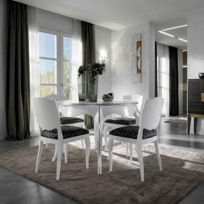 Dining table dining room wood white round table classic Italian furniture tables new