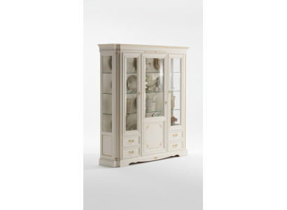 Classic display cabinet luxury white cupboard wood Italian style furniture glass