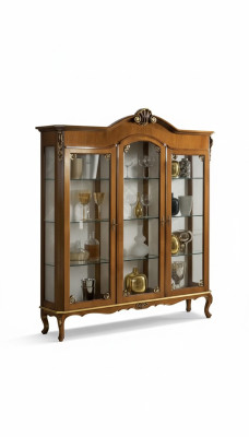 Classic display cabinet wood noble luxury glass cupboard wooden shelf display cabinets