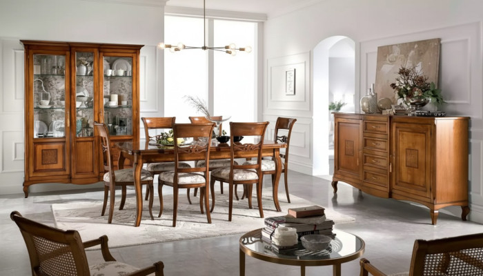 Dining table with 6 chairs dining room dining set wood sideboard 9-piece set