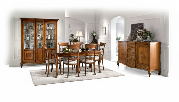 Dining table with 6 chairs dining room dining set wood sideboard 9-piece set