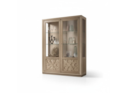 Showcase Wood Glass Cabinet Brown Display Cabinet Living Room Furniture Sideboard New