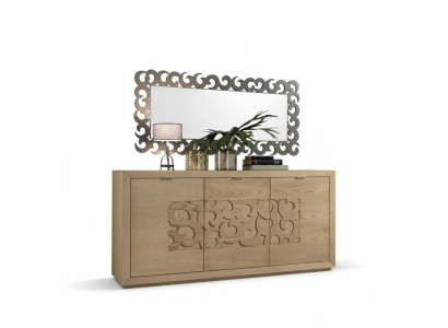 Luxury sideboard mirror living room wooden cabinet brown 2-piece