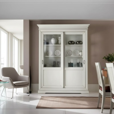 Showcase living room furniture wood display cabinets glass cupboard sideboard white new