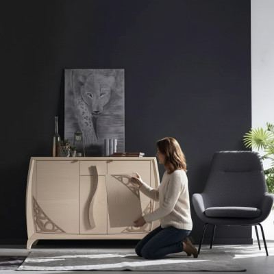 Chest of drawers, sideboard, wooden cabinet, beige furniture, chests of drawers, living room, new