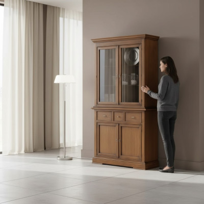 Classic Display Cabinet Brown Glass Cabinet Luxury Glass Display Cabinet Display Cabinet