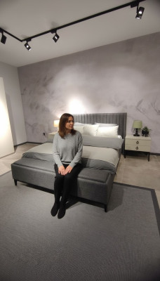 Modern bed + bench + 2x nightstands both functional and comfortable