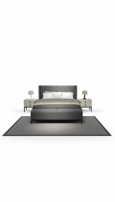 Modern bed + bench + 2x nightstands both functional and comfortable