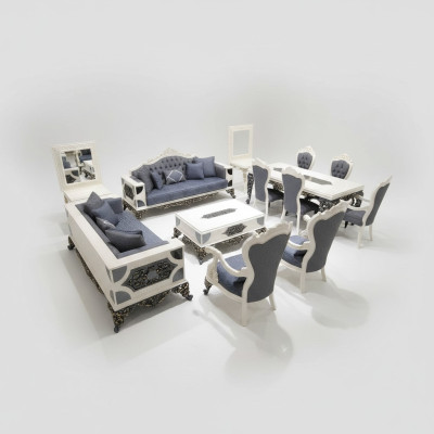 Modern 4-piece living room set stylish 2x sofas designer armchair new