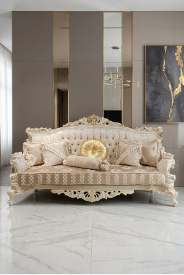 Elegant Sofa 3-Seater Noble Stylish Furniture Living Room Beige Sofa New