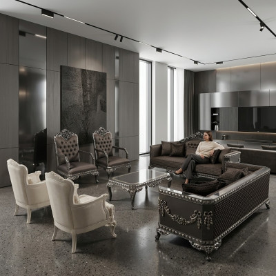 Luxury Living Room Sofa Set Furniture 3+3+1+1 2x Sofa 2x Armchair Brown New