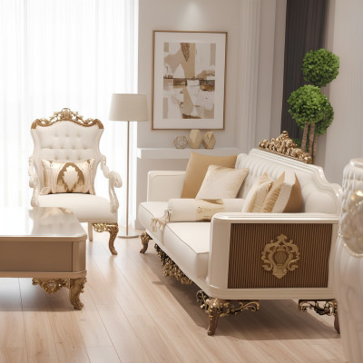Luxurious living room set Exquisiten 2 sofas and designer armchair