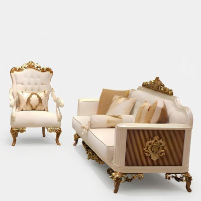 Luxurious living room set Exquisiten 2 sofas and designer armchair