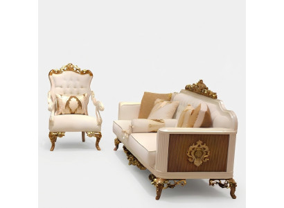 Luxurious living room set Exquisiten 2 sofas and designer armchair
