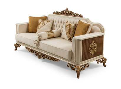 Luxury 3-Seater Sofa Living Room Furniture Elegant Sofa 3-Seater Textile Beige