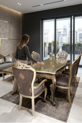 Modern dining room furniture luxurious dining table + 6x chairs table chairs