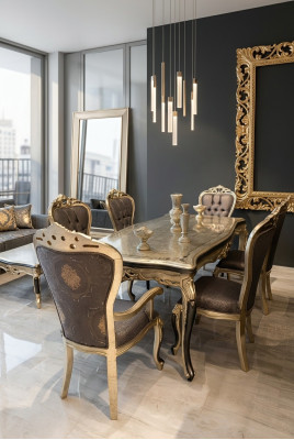 Modern dining room furniture luxurious dining table + 6x chairs table chairs