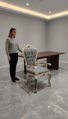 Exclusive Chesterfield Dining Chair Cozy Chair Wood Textile Dining Chairs