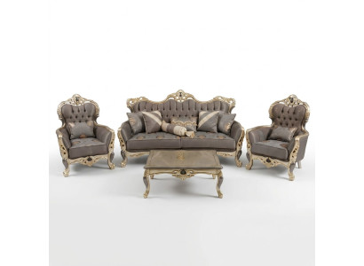 Modern sofa set: 3-seater sofas, 2x armchairs, coffee table, living room set