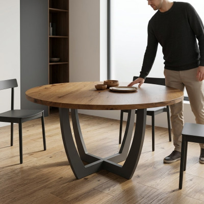 Round dining table wood round kitchen table dining tables style modern brown 140cm