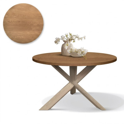Round kitchen dining table coffee table color brown style modern wood 140cm