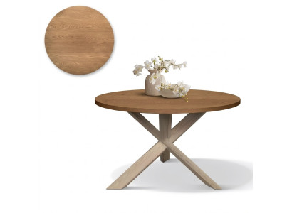 Round kitchen dining table coffee table color brown style modern wood 140cm