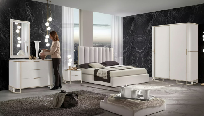 Bed 2x Nightstands Dresser 6-piece Bedroom Set Design Luxury new