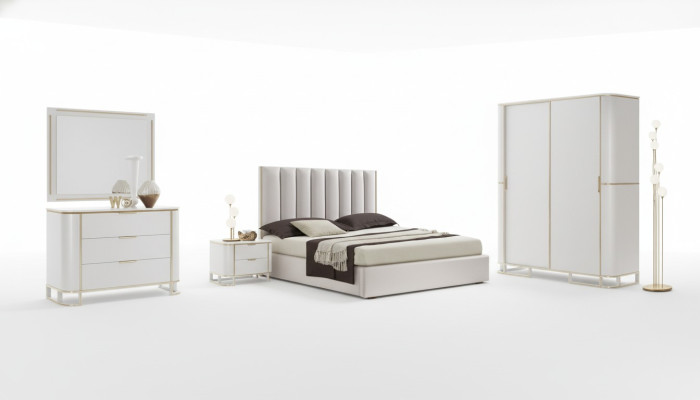 Bed 2x Nightstands Dresser 6-piece Bedroom Set Design Luxury new