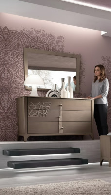 Dresser Mirror New Luxury Complete Bedroom Set Sideboard Brown 2-piece