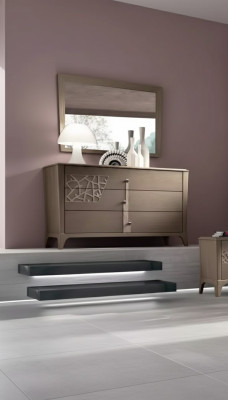 Dresser Mirror New Luxury Complete Bedroom Set Sideboard Brown 2-piece