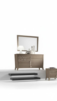 Dresser Mirror New Luxury Complete Bedroom Set Sideboard Brown 2-piece