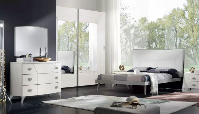 Bedroom set bed 2x bedside tables dresser 6-piece design luxury