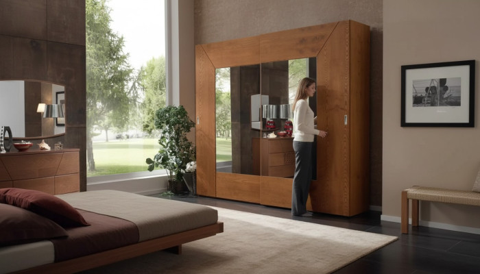 Bedroom wardrobe wooden cabinet modern brown wardrobes