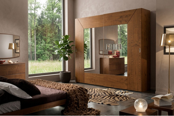 Bedroom wardrobe wooden cabinet modern brown wardrobes