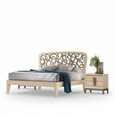 Bedroom set bed 2x nightstands design furniture new 3-piece modern wood