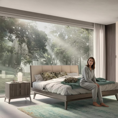 Bedroom set bed 2x bedside tables design luxury new 3-piece modern beds