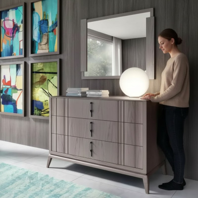 Bedroom set luxury dresser mirror design sideboard brown 2-piece wood