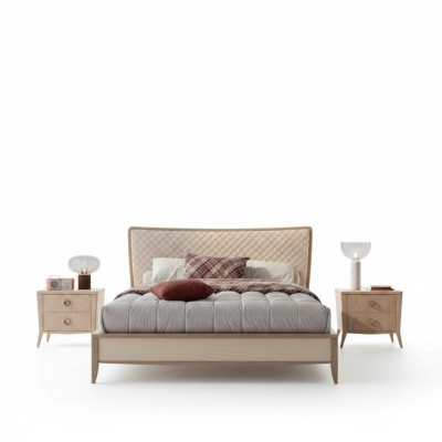 Bedroom set bed 2x nightstands design luxury new 3-piece modern wood