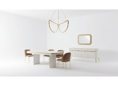 Dining Room Set Table 6x Chairs Sideboard Mirror 9-piece Group Suite