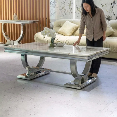 Modern gray coffee table stainless steel table living room tables luxury design