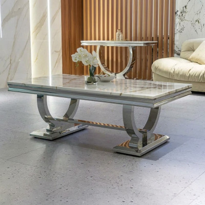 Modern gray coffee table stainless steel table living room tables luxury design