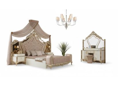 Bedroom complete bed, 2x nightstands, dresser with mirror, 4-piece new