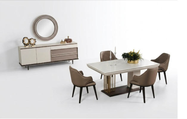 Dining room set, dining group, dining table with 4 chairs, sideboard + mirror 7 pieces