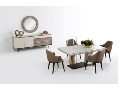 Dining room set, dining group, dining table with 4 chairs, sideboard + mirror 7 pieces