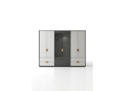 Black and White Bedroom Wardrobe Modern 6-Door Wardrobe
