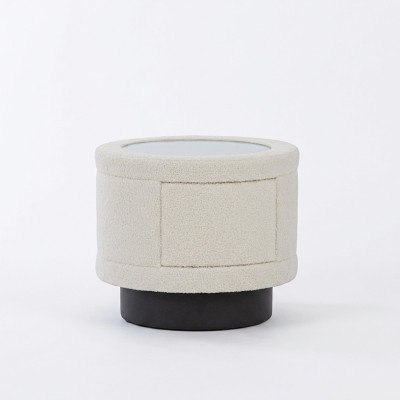 White bedside table bedroom furniture wooden frame designer glass top