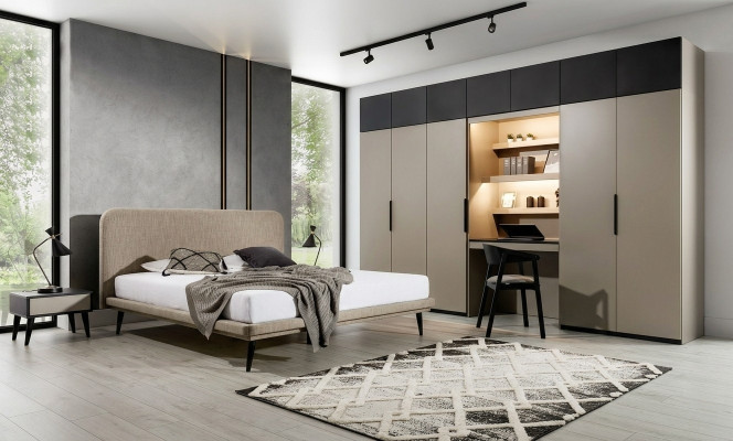 Noble bedroom set designer double bed wardrobe bedside tables