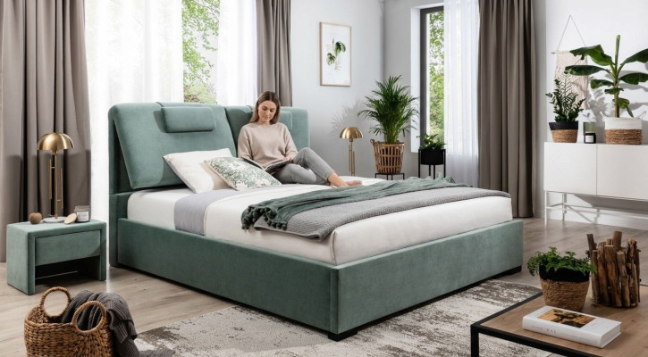 Complete bedroom set 3-piece double bed designer 2x nightstands